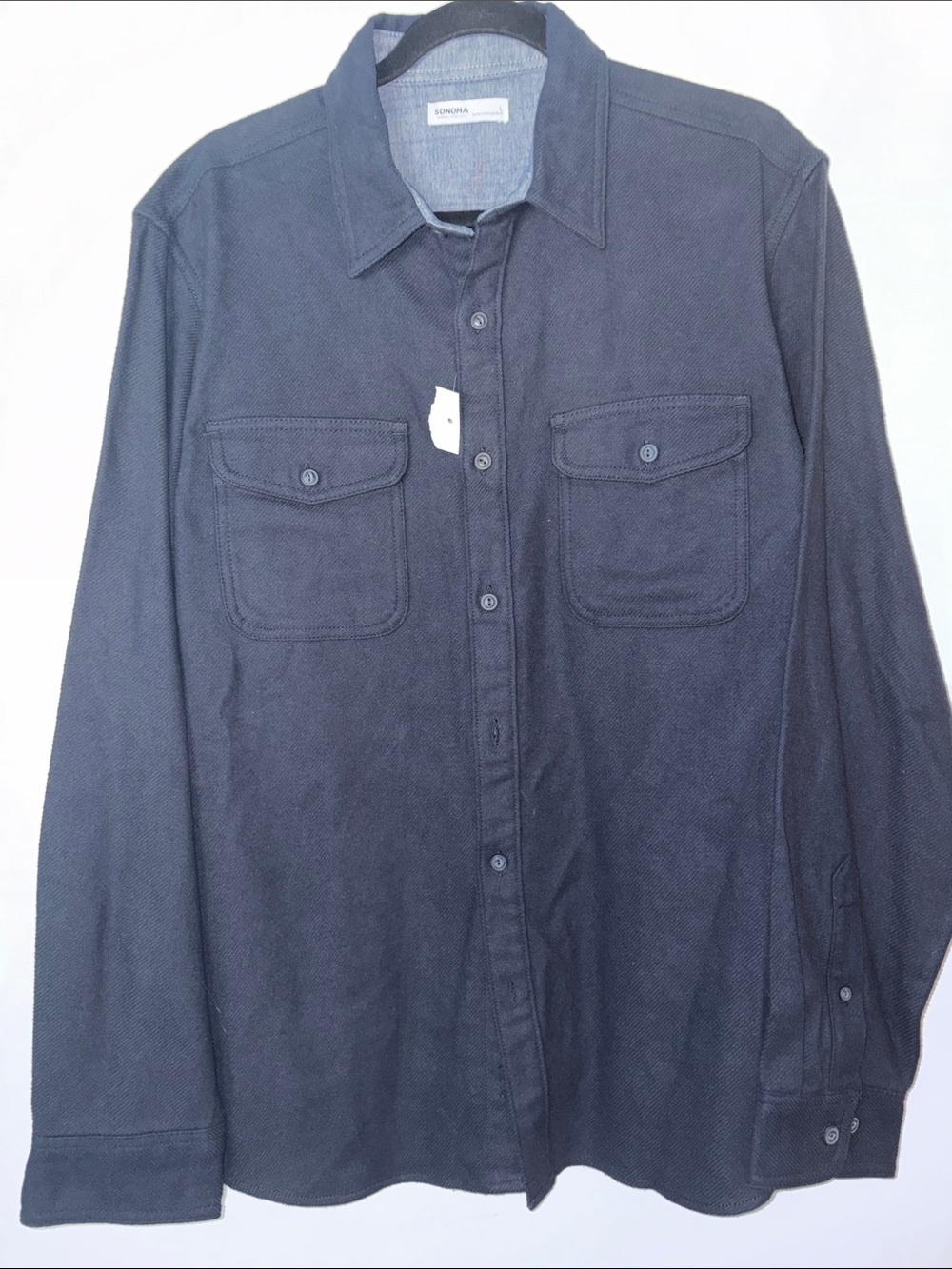 Sonoma Navy Heavyweight Flannel Long-Sleeve Button-Down Shirt
